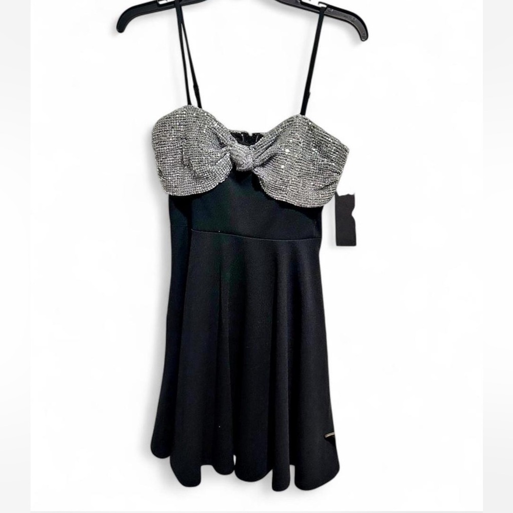 City Studio Black and Silver Mini Dress